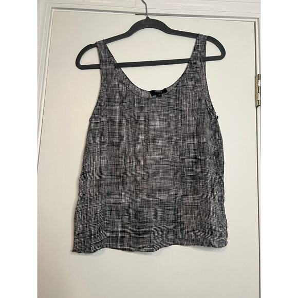 Theory Black White Pattern Silk Sleeveless Tank Top Size Small - Picture 2 of 6